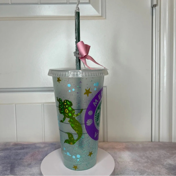 Mermaid Vibes Custom Reusable Starbucks 24oz Cold Cup Coated in Epoxy Resin - Picture 5 of 10